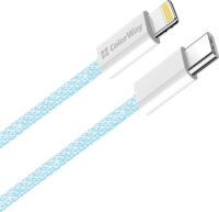 Colorway USB-C Apa - Lightning Fonott Adat és Töltőkábel 27W 1m - Kék