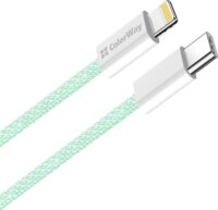Colorway USB-C Apa - Lightning Fonott Adat és Töltőkábel 27W 1m - Zöld