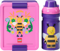 LEGO Room Copenhagen Bee 2 darabos Műanyag ételtároló készlet Ivópalackkal 1,5L - Lila/mintás
