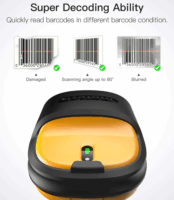 Inateck P6 Wireless Kézi vonalkódolvasó Dokkolóval - Fekete / Sárga