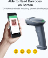 Inateck BCST-54 Wireless Kézi vonalkódolvasó Okos talppal - Fekete