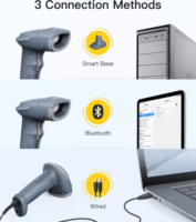 Inateck BCST-54 Wireless Kézi vonalkódolvasó Okos talppal - Fekete