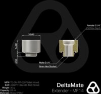 Thermal Grizzly TG-DM-FIT-0207 DeltaMate Extender G1/4" apa MF14 Toldócsatlakozó - Ezüst