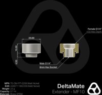 Thermal Grizzly TG-DM-FIT-0206 DeltaMate Extender G1/4" apa - G1/4" anya MF10 Toldócsatlakozó - Ezüst