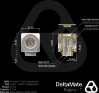 Thermal Grizzly TG-DM-FIT-0204 DeltaMate Rotary 90°-os Forgó Csatlakozó "T" Idom G1/4" apa - 2x G1/4" anya - Ezüst