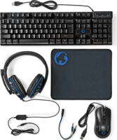 Nedis GCK51110BKUS 5in1 Vezetékes Billentyűzet Szett ENG + Headset + Egér + Egérpad + Adapter kábel - Fekete/Kék