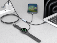 SANDBERG 441-69 3in1 USB-C apa - USB-C/USB-A apa + Mágneses Apple Watch Adat és Töltőkábel 100 Watt 1,2m - Fekete