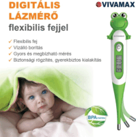 Vivamax YD-206 Digitális lázmérő flexibilis fejjel - Zöld báka forma