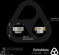 Thermal Grizzly TG-DM-FIT-0205 DeltaMate Extender G1/4" apa - G1/4" anya MF7 Toldócsatlakozó - Ezüst