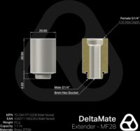 Thermal Grizzly TG-DM-FIT-0208 DeltaMate Extender G1/4" apa - G1/4" anya MF28 Toldócsatlakozó - Ezüst