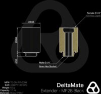 Thermal Grizzly TG-DM-FIT-0008 DeltaMate Extender G1/4" apa - G1/4" anya MF28 Toldócsatlakozó - Fekete