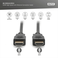 Digitus AK-330114-030-S HDMI 1.4 Apa - HDMI 1.4 Apa High Speed Kábel 3m - Fekete