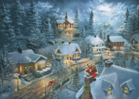 Schmidt Spiele 57529 Thomas Kinkade Studios Mikulás csendes éjszakája 1000 darabos puzzle