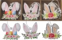 Felakasztható 9 darabos Nyuszifül húsvéti dekoráció fából 5 cm