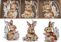 Felakasztható 9 darabos Nyuszi húsvéti dekoráció fából 5 cm