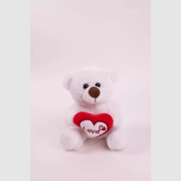 Fehér Maci plüssfigura szívvel 15 cm