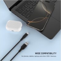 Fixed USB-A apa - USB-C apa 2.0 Hajlékony Szilikon Adat és töltőkábel 0,3m - Fekete