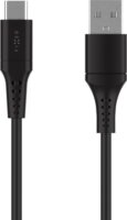 Fixed USB-A apa - USB-C apa 2.0 Hajlékony Szilikon Adat és töltőkábel 0,3m - Fekete
