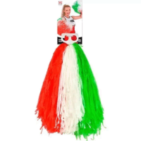 Pom-pom szurkolólány jelmez kiegészítő - Zöld/Fehér/Piros