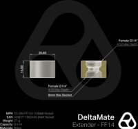 Thermal Grizzly TG-DM-FIT-0213 DeltaMate Extender G1/4" anya - G1/4" anya FF14 Toldócsatlakozó - Ezüst