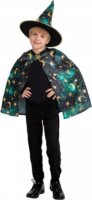 Godan Zöld varázsló jelmez köpeny és kalap kiegészítőkkel 5-6 éves gyerekeknek