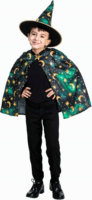 Godan Zöld varázsló jelmez köpeny és kalap kiegészítőkkel 5-6 éves gyerekeknek