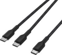 Belkin BOOSTCHARGE Pro USB-C apa - Dual USB-C apa Adat és Töltőkábel 140 Watt 1,5m - Fekete