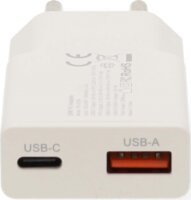 Nedis WCHA30WT USB-A / USB-C Hálózati Gyorstöltő Adapter 30W - Fehér