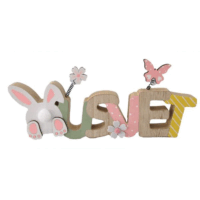 Fa "Húsvét" felirat dísz nyuszival dekoráció 30 x 13 cm