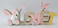 Fa "Húsvét" felirat dísz nyuszival dekoráció 30 x 13 cm