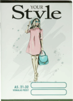 Lynx Design Style A5 32 lapos Iskolai tűzött Vonalas füzet - Többféle