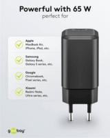 Goobay 79155 USB-C Hálózati Gyorstöltő Adapter 65W - Fekete