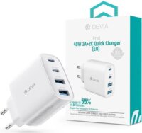 Devia ST137325 Pro1 2x USB-A + 2x USB-C Hálózati Gyorstöltő Adapter - Fehér