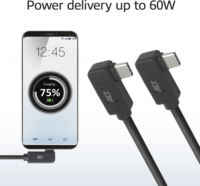 ACT AC7486 USB-C 3.0 Apa - USB-C 3.0 Apa Hajlított Adat és Töltőkábel 60W 0.5m - Fekete