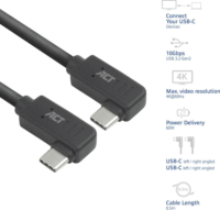 ACT AC7486 USB-C 3.0 Apa - USB-C 3.0 Apa Hajlított Adat és Töltőkábel 60W 0.5m - Fekete