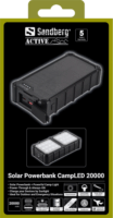 Sandberg 421-24 Napelemes CampLED Powerbank 20000mAh 22,5W - Fekete