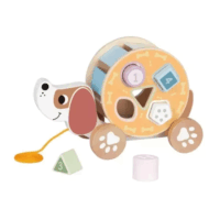 Tooky Toy 2 az 1-ben húzható fa kutyus formaválogatóval bébijáték