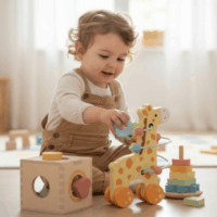 Tooy Toys TP521 3 az 1-ben fejlesztő doboz fából - Zsiráf