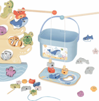 Tooky Toy TJ758 3 az 1-ben fa horgászdoboz készségfejlesztő bébijáték