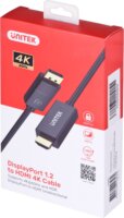 UNITEK V1608A HDMI Apa - DisplayPort 1.2 Apa 4K 60Hz Kábel 1.8m - Fekete