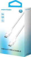 Vention TRDWH USB-C 2.0 Apa - USB-C 2.0 Apa Fonott Adat és Gyorstöltő Kábel 60W 2m - Fehér