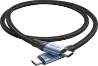 Vention TREBF USB-C 2.0 Apa - USB-C 2.0 Apa Fonott Adat és Gyorstöltő Kábel 240W 1m - Fekete