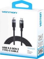 Vention TRGBF USB-C 3.2 Apa - USB-C 3.2 Apa Fonott Adat és Gyorstöltő Kábel 100W 1m - Fekete