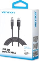 Vention TRIBF USB-C 2.0 Apa - USB-C 2.0 Apa Fonott Adat és Gyorstöltő Kábel 240W 1m - Fekete