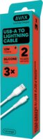 AVAX CB4306 USB-A Apa - Lightning Adat és Töltőkábel Csomag 12 Watt 1,5m (3db/csomag)