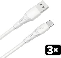 AVAX CB4305 USB-A Apa - USB-C Apa Szilikon Adat és Töltőkábel Csomag 18W 1.5m - Fehér (3db/csomag)