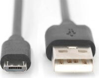 Digitus USB-A 2.0 Apa - Micro-USB Apa Adat és Töltőkábel 1.8m - Fekete