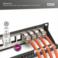 Digitus DN-91411-24 19" Cat-6a Patch Panel 24 port + 24 db keystone modul - Fekete