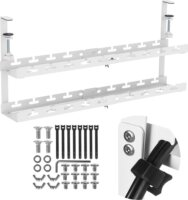 Maclean MC-102 W Asztal alatti 2 szintes állítható acél kábelrendező - Fehér