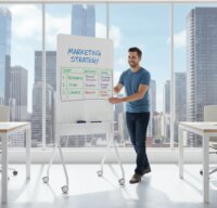 Ergo ER-305 Mágneses Filctábla gurulós állvánnyal 119x79cm - Fehér